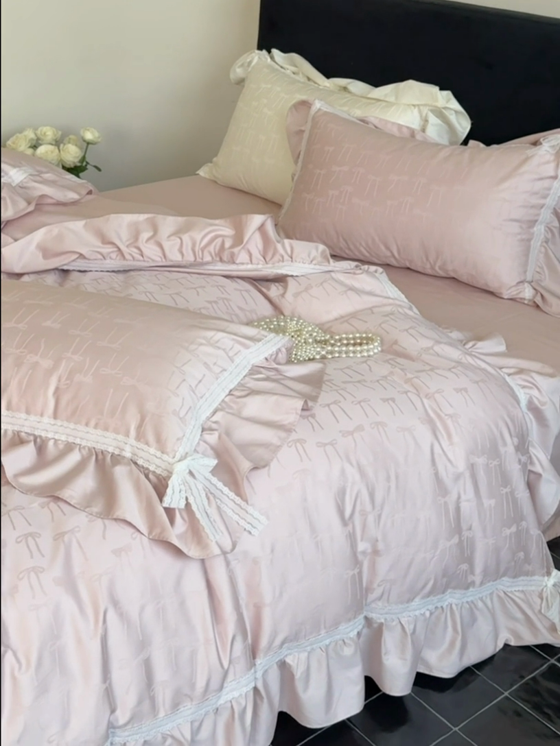 91家纺网 家纺一手货源 找家纺 MIU缪家居 2025新款100支全棉四件套-薇薇安 薇薇安-梅子粉