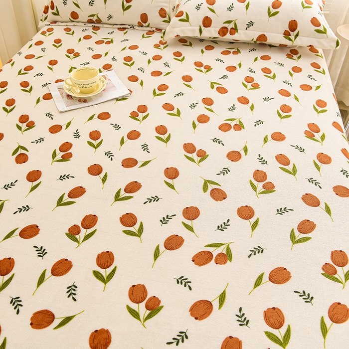 91家纺网 家纺一手货源 找家纺 圣楚家纺 2025新款牛奶绒床笠 最美伊人