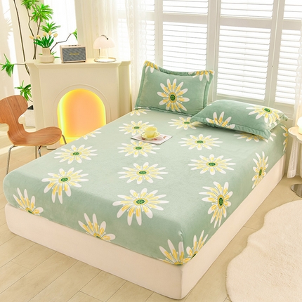 圣靓家纺 2025新款加厚牛奶绒床笠 冬日暖阳