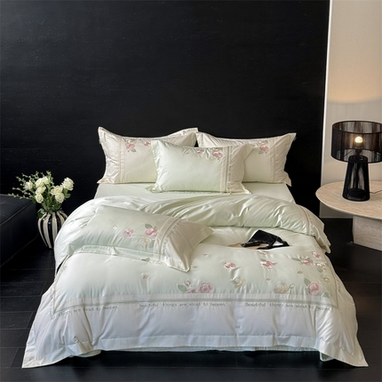 MIU缪家居 2025新款100支全棉四件套-沁山茶 沁山茶-半夏绿