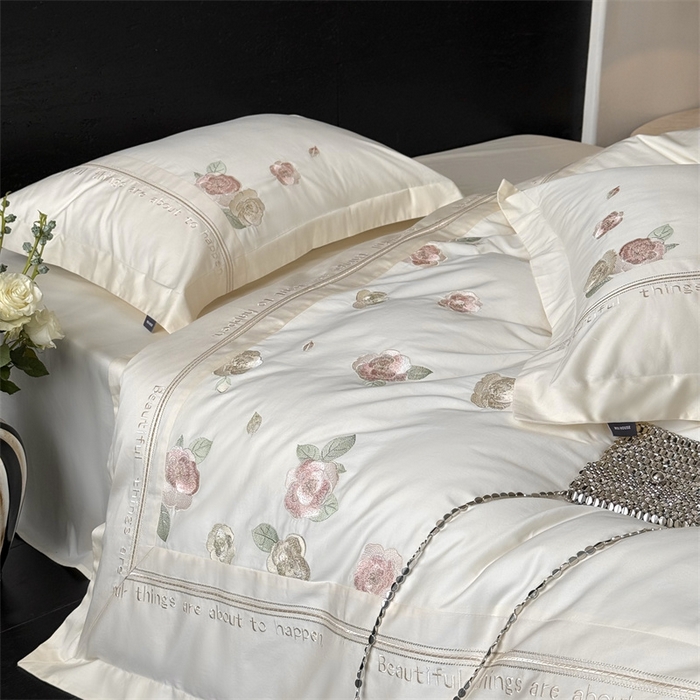 91家纺网 家纺一手货源 找家纺 MIU缪家居 2025新款100支全棉四件套-沁山茶 沁山茶-清雅白