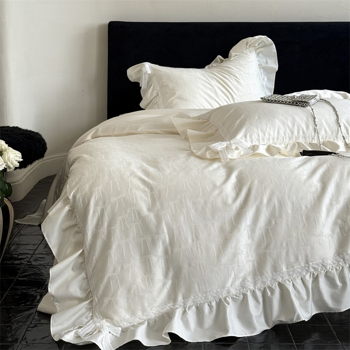 91家纺网 家纺一手货源 找家纺 MIU缪家居 2025新款100支全棉四件套-薇薇安 薇薇安-云朵白