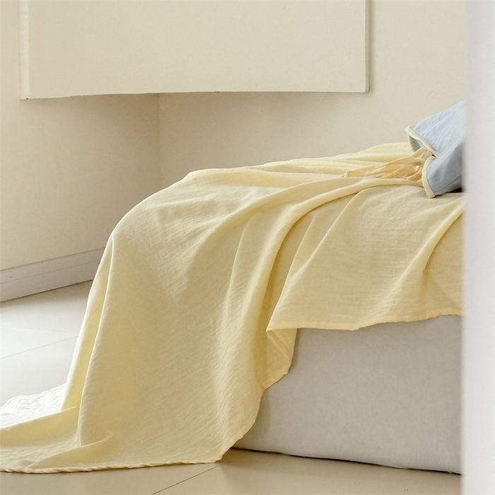 91家纺网 家纺一手货源 找家纺 FORTWO家纺原创设计（FOR TWO家纺） 2025新款双层纱撞色包边蝴蝶结款四件套-海盐 海盐-水蓝