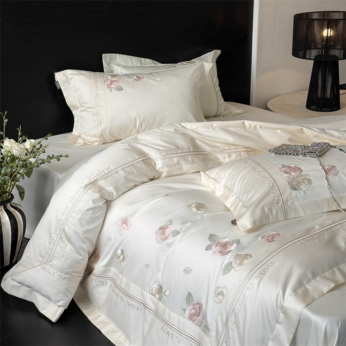 91家纺网 家纺一手货源 找家纺 MIU缪家居 2025新款100支全棉四件套-沁山茶 沁山茶-清雅白