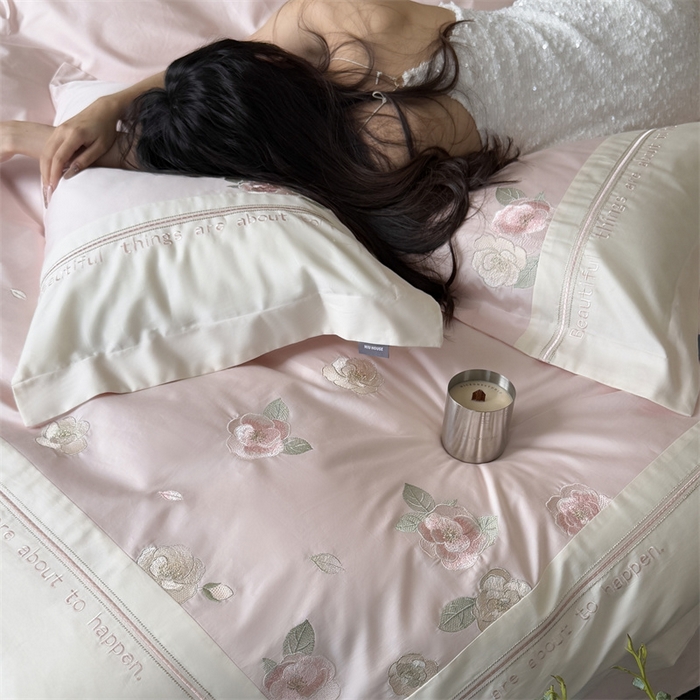 91家纺网 家纺一手货源 找家纺 MIU缪家居 2025新款100支全棉四件套-沁山茶 沁山茶-山茶粉