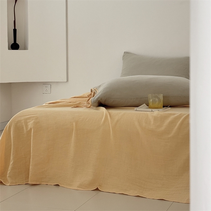 91家纺网 家纺一手货源 找家纺 FORTWO家纺原创设计（FOR TWO家纺） 2025新款双层纱撞色包边蝴蝶结款四件套-海盐 海盐-蜜豆绿