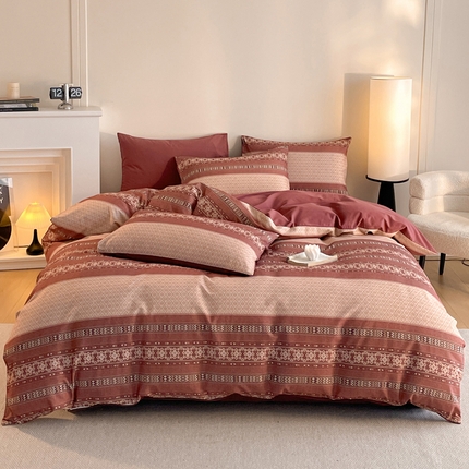 91家纺网 家纺一手货源 找家纺 （总）莱登卡奴 2025新款A类100%全棉磨毛休闲中古系列四件套