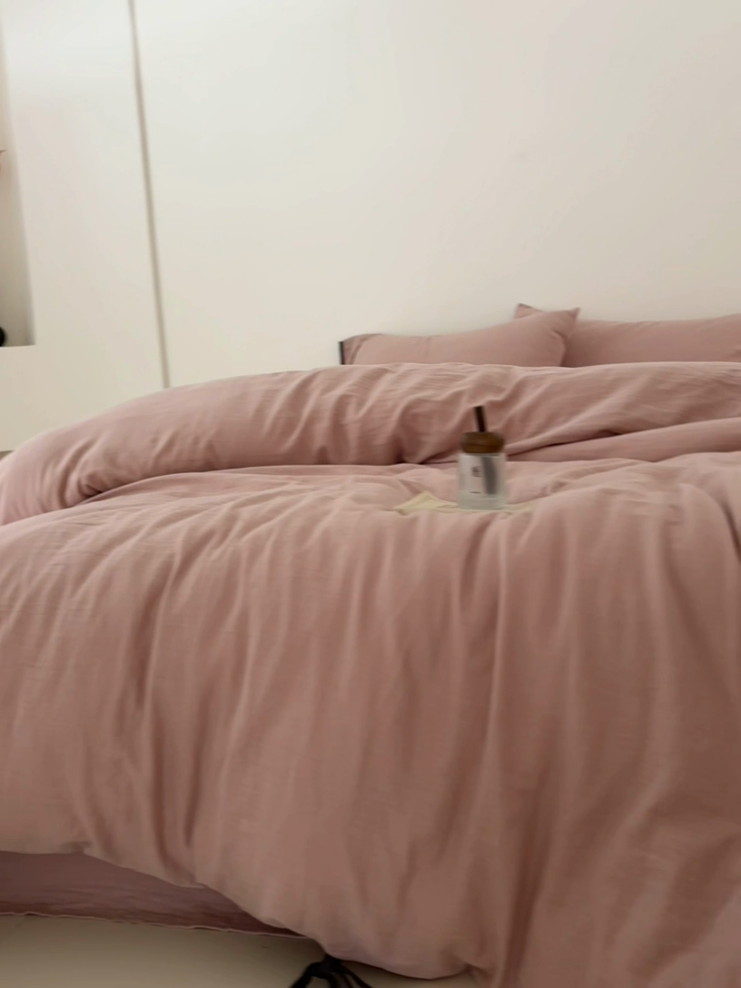 91家纺网 家纺一手货源 找家纺 FORTWO家纺原创设计（FOR TWO家纺） 2025新款双层纱撞色包边蝴蝶结款四件套-海盐 海盐-红茶