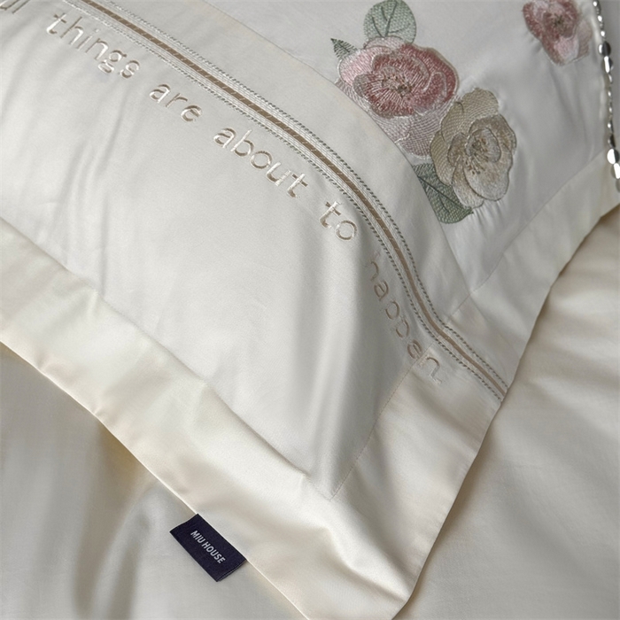 91家纺网 家纺一手货源 找家纺 MIU缪家居 2025新款100支全棉四件套-沁山茶 沁山茶-清雅白