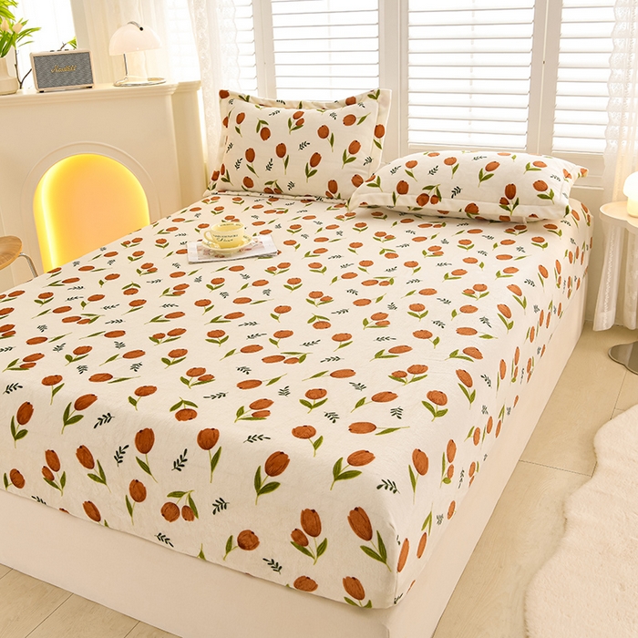 91家纺网 家纺一手货源 找家纺 圣楚家纺 2025新款牛奶绒床笠 最美伊人