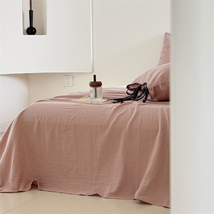 91家纺网 家纺一手货源 找家纺 FORTWO家纺原创设计（FOR TWO家纺） 2025新款双层纱撞色包边蝴蝶结款四件套-海盐 海盐-红茶