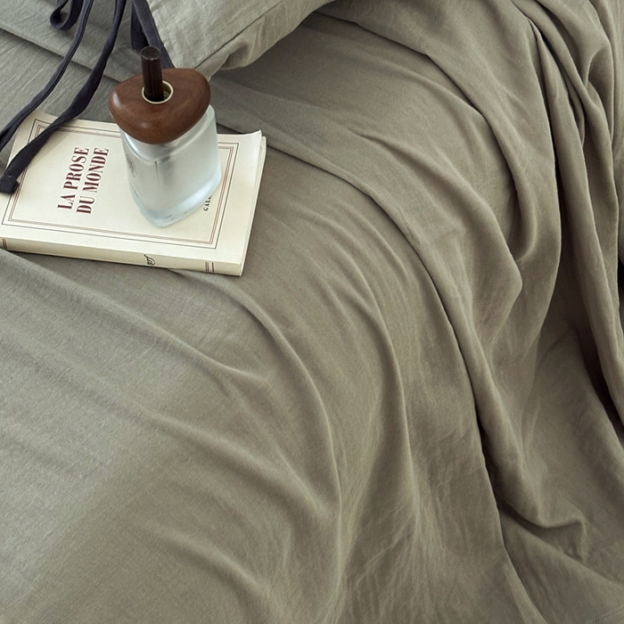 91家纺网 家纺一手货源 找家纺 FORTWO家纺原创设计（FOR TWO家纺） 2025新款双层纱撞色包边蝴蝶结款四件套-海盐 海盐-青石绿