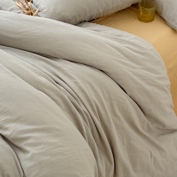 91家纺网 家纺一手货源 找家纺 FORTWO家纺原创设计（FOR TWO家纺） 2025新款双层纱撞色包边蝴蝶结款四件套-海盐 海盐-蜜豆绿