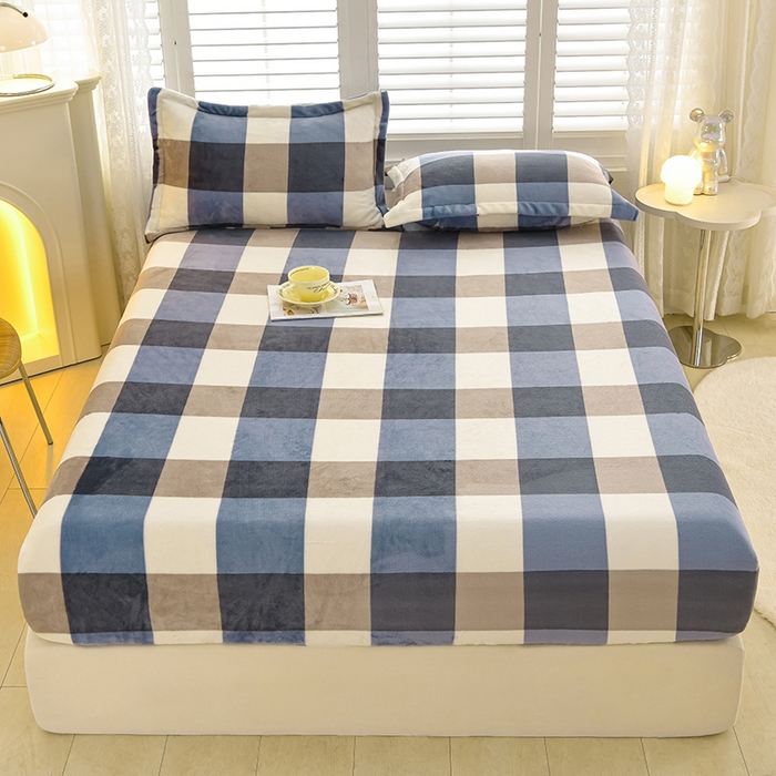 91家纺网 家纺一手货源 找家纺 圣靓家纺 2025新款加厚牛奶绒床笠 简静时光