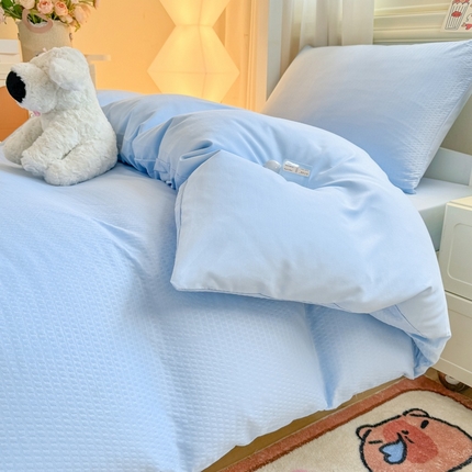 （总）麒东家纺 2025新款圆豆纱华夫格学生三件套