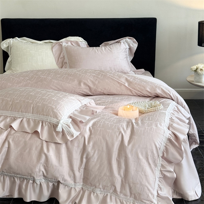 91家纺网 家纺一手货源 找家纺 MIU缪家居 2025新款100支全棉四件套-薇薇安 薇薇安-梅子粉