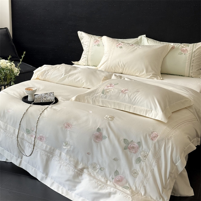 91家纺网 家纺一手货源 找家纺 MIU缪家居 2025新款100支全棉四件套-沁山茶 沁山茶-清雅白