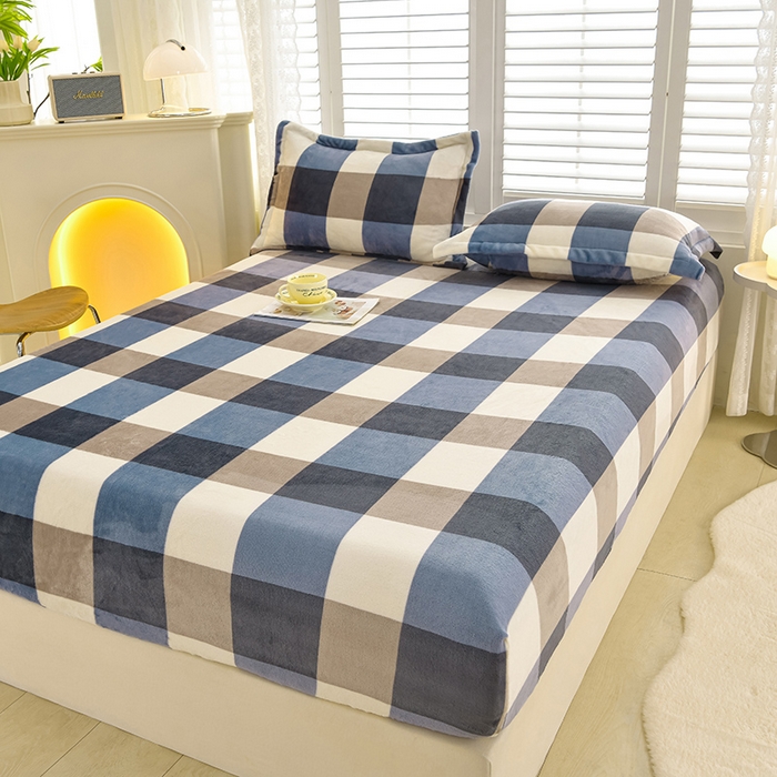 91家纺网 家纺一手货源 找家纺 圣靓家纺 2025新款加厚牛奶绒床笠 简静时光