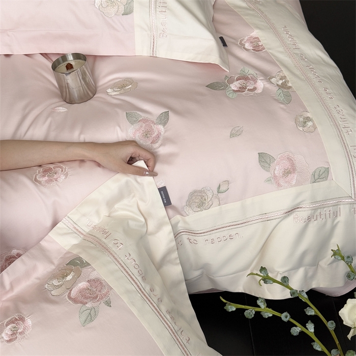 91家纺网 家纺一手货源 找家纺 MIU缪家居 2025新款100支全棉四件套-沁山茶 沁山茶-山茶粉