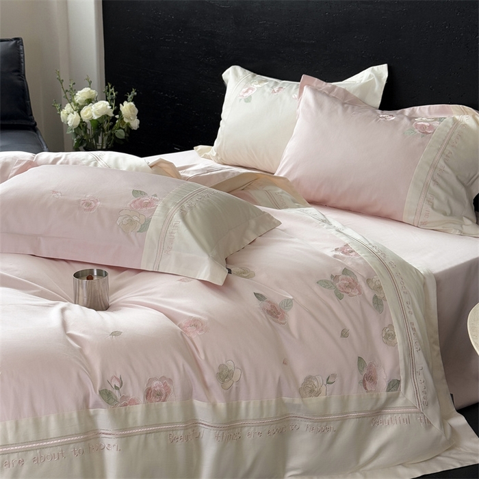 91家纺网 家纺一手货源 找家纺 MIU缪家居 2025新款100支全棉四件套-沁山茶 沁山茶-山茶粉