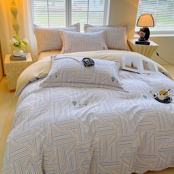 91家纺网 家纺一手货源 找家纺 威布斯 2025新疆棉全棉生态加厚磨毛四件套云树里-兰