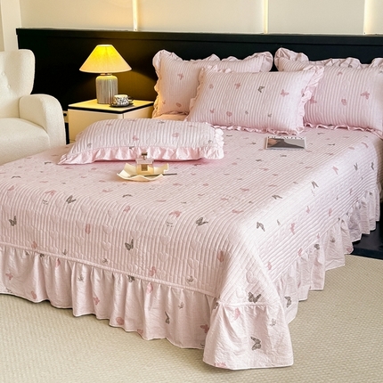 91家纺网 家纺一手货源 找家纺 （总）梓之赫2025新款木棉皱皱纱床盖款三件套