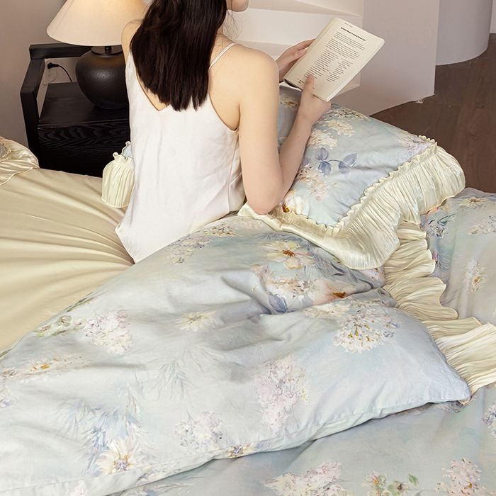 91家纺网 家纺一手货源 找家纺 迷尚家居 2025新款全棉60支磨毛花边款四件套 蜜糖花园