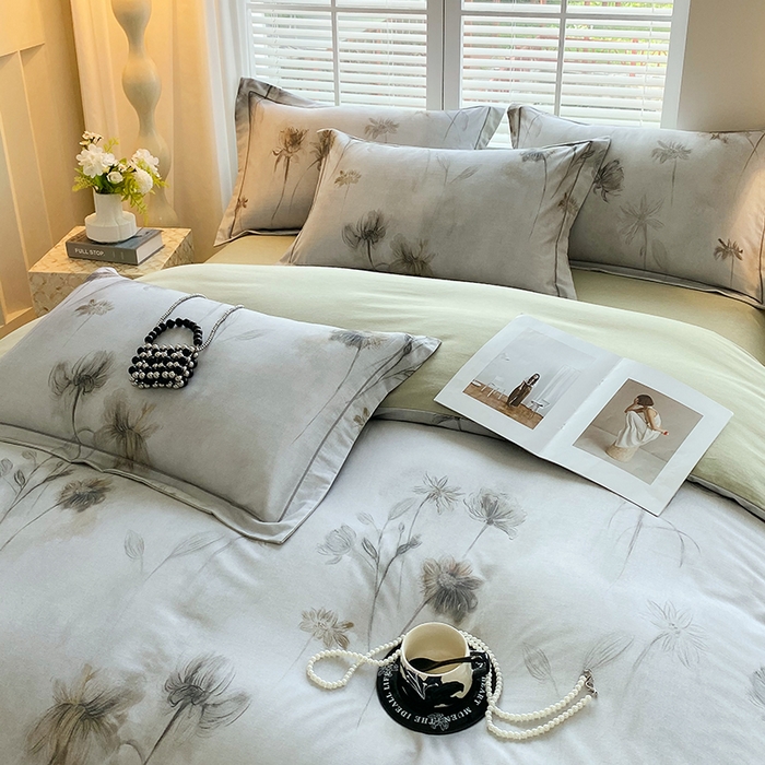 91家纺网 家纺一手货源 找家纺 威布斯 2025新疆棉全棉生态加厚磨毛四件套嬉秋集-灰