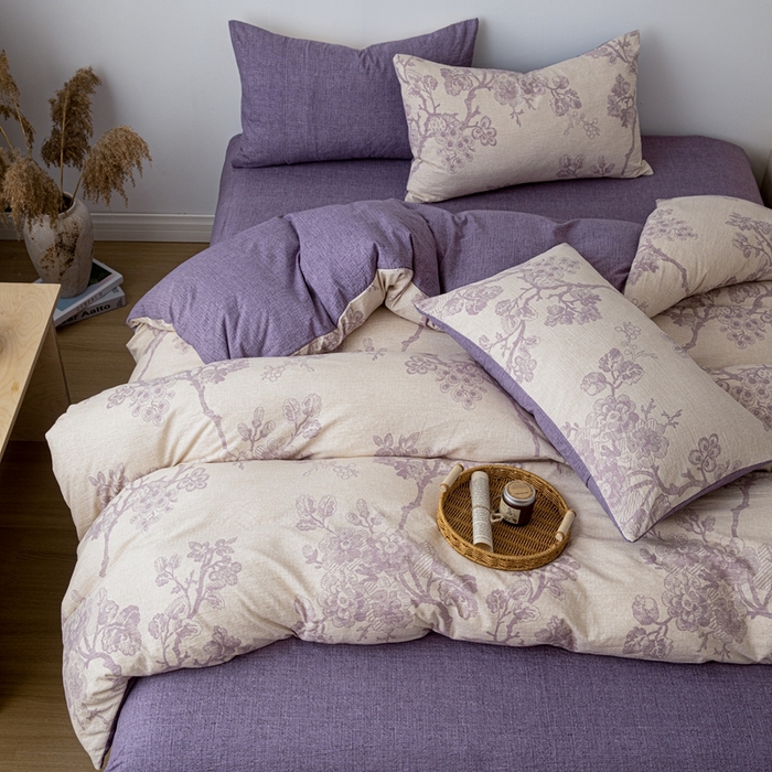 91家纺网 家纺一手货源 找家纺 芯贝儿 2025秋冬新品加厚原麻复古风亚麻皱皱双层纱水洗m四件套 砚秋