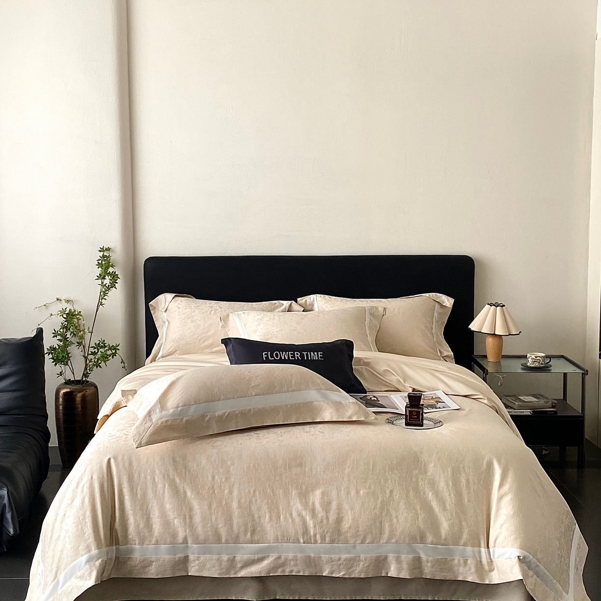 2025秋冬新款长绒棉提花四件套半夏 半夏-香槟