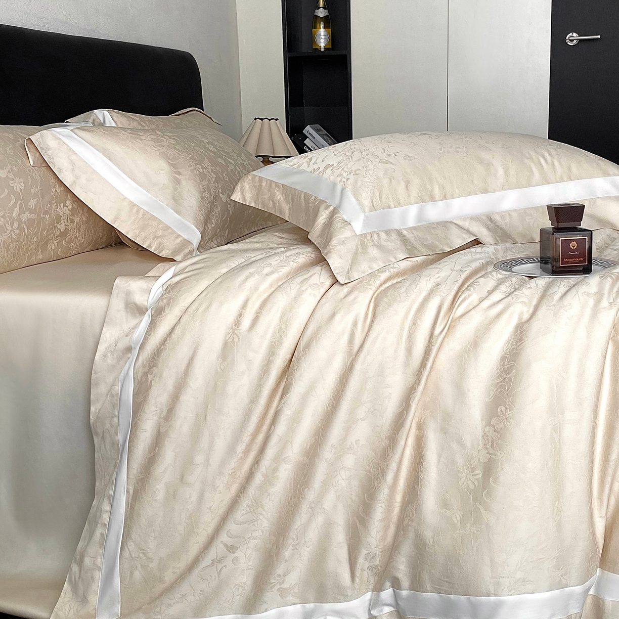 91家纺网 家纺一手货源 找家纺 2025秋冬新款长绒棉提花四件套-半夏 半夏-香槟