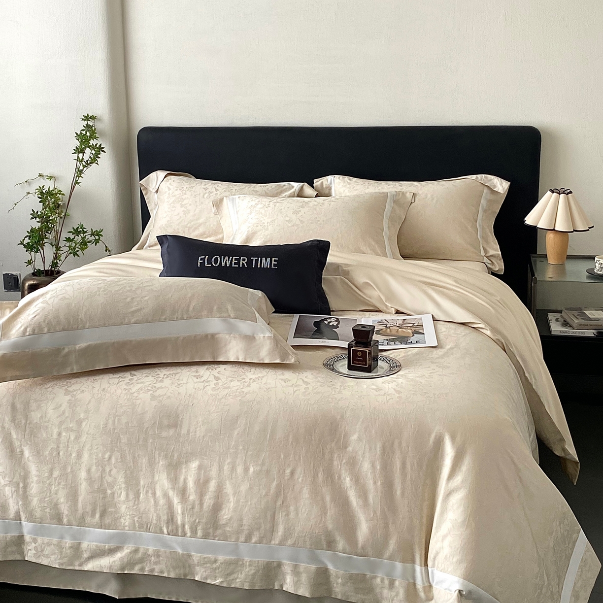 91家纺网 家纺一手货源 找家纺 2025秋冬新款长绒棉提花四件套-半夏 半夏-香槟