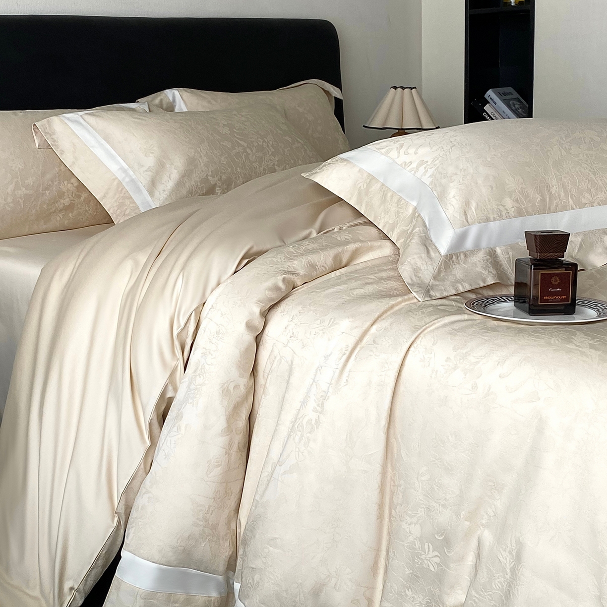 91家纺网 家纺一手货源 找家纺 2025秋冬新款长绒棉提花四件套-半夏 半夏-香槟