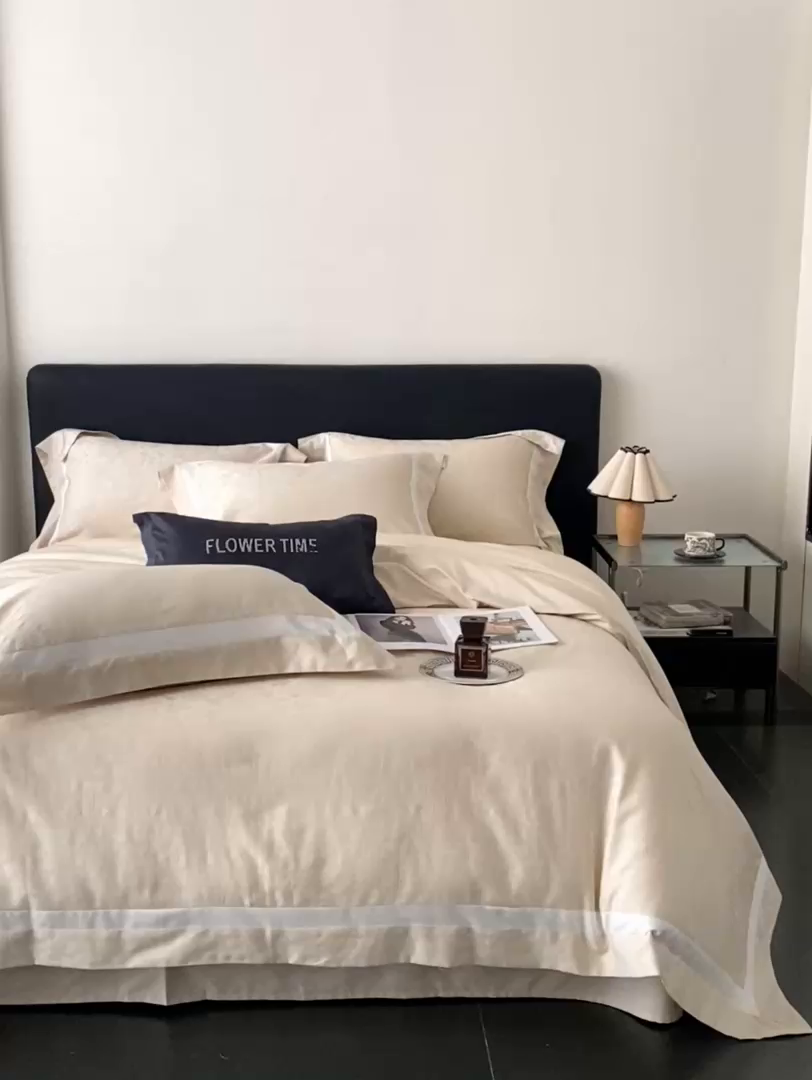 91家纺网 家纺一手货源 找家纺 2025秋冬新款长绒棉提花四件套-半夏 半夏-香槟