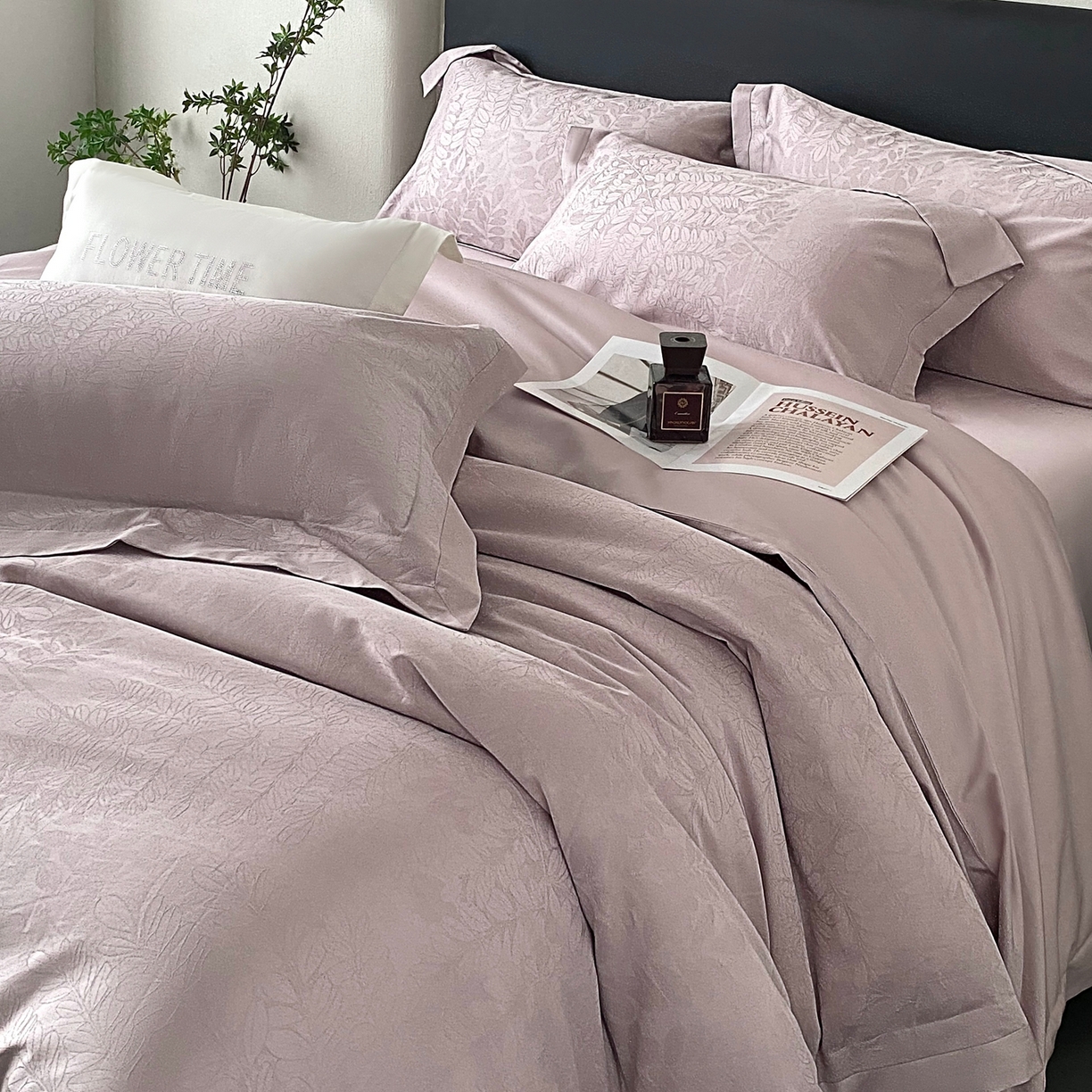 91家纺网 家纺一手货源 找家纺 （总）花时间2025秋冬新款长绒棉提花四件套-翠影