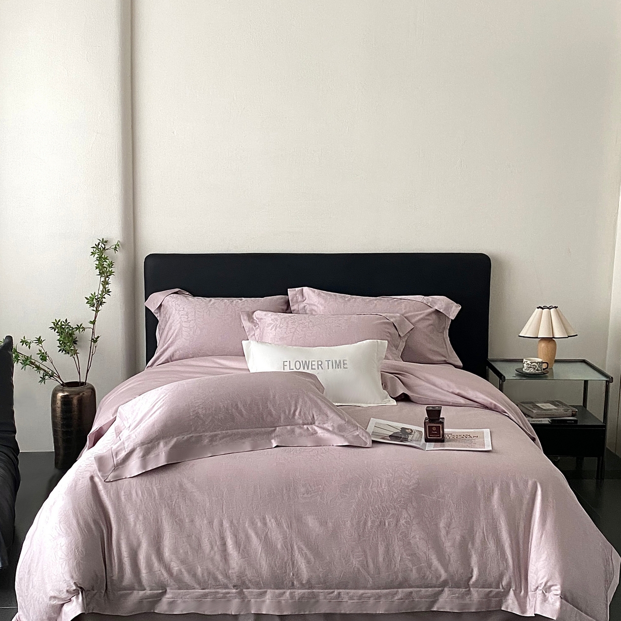 （总）花时间2025秋冬新款长绒棉提花四件套-翠影