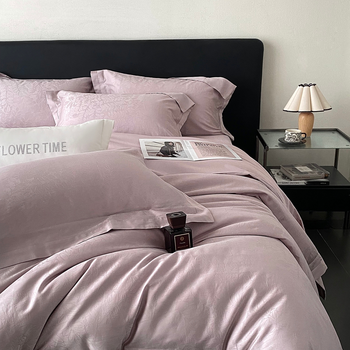 91家纺网 家纺一手货源 找家纺 （总）花时间2025秋冬新款长绒棉提花四件套-翠影