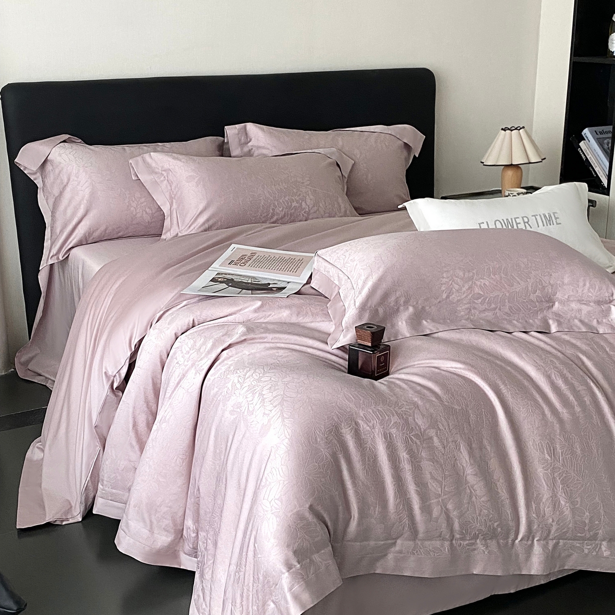 91家纺网 家纺一手货源 找家纺 （总）花时间2025秋冬新款长绒棉提花四件套-翠影