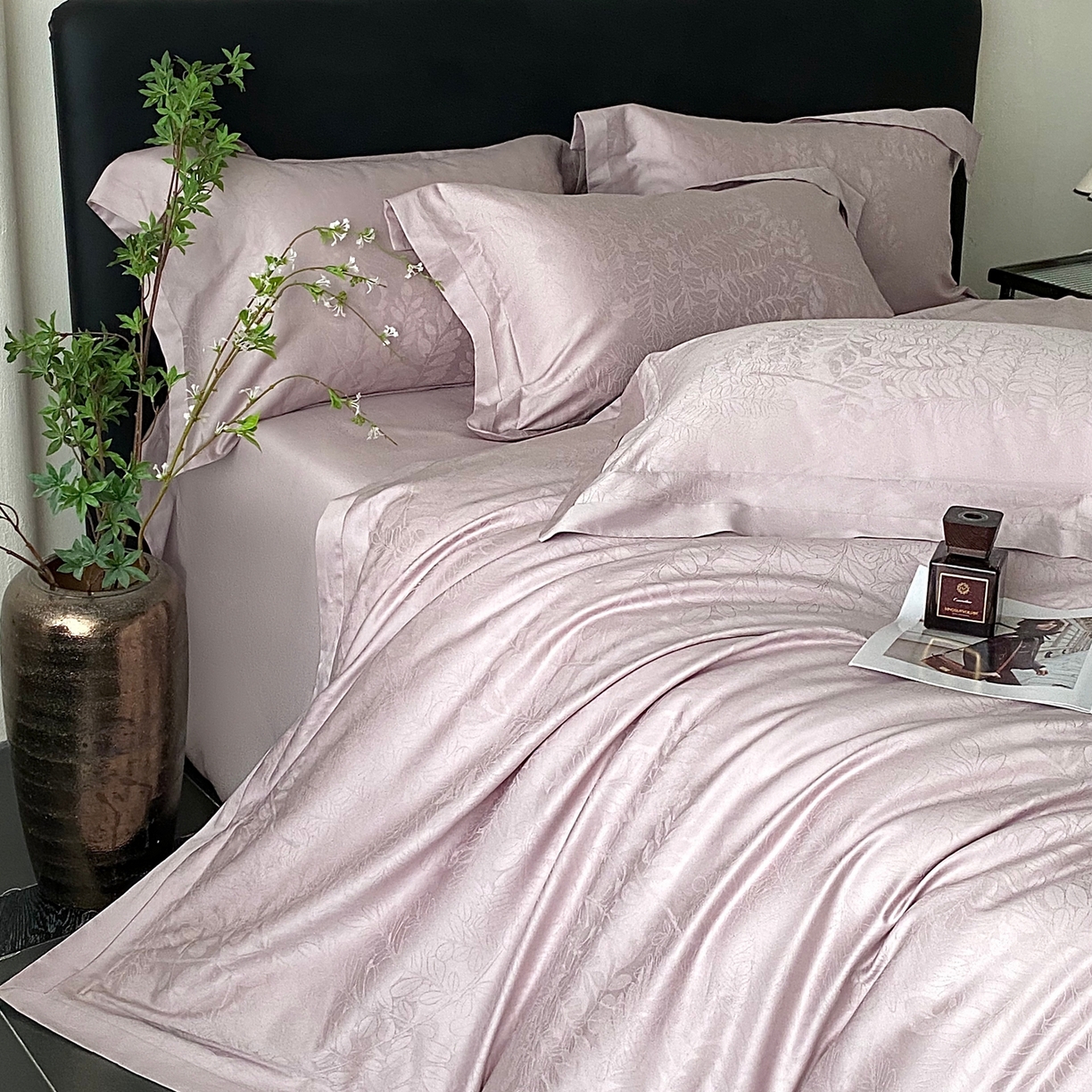 91家纺网 家纺一手货源 找家纺 （总）花时间2025秋冬新款长绒棉提花四件套-翠影