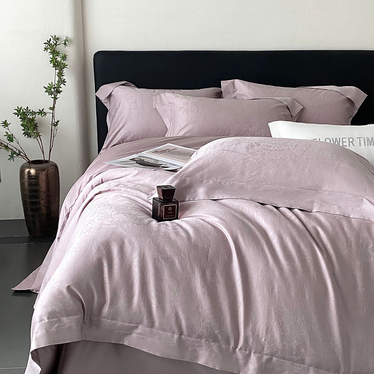 91家纺网 家纺一手货源 找家纺 （总）花时间2025秋冬新款长绒棉提花四件套-翠影