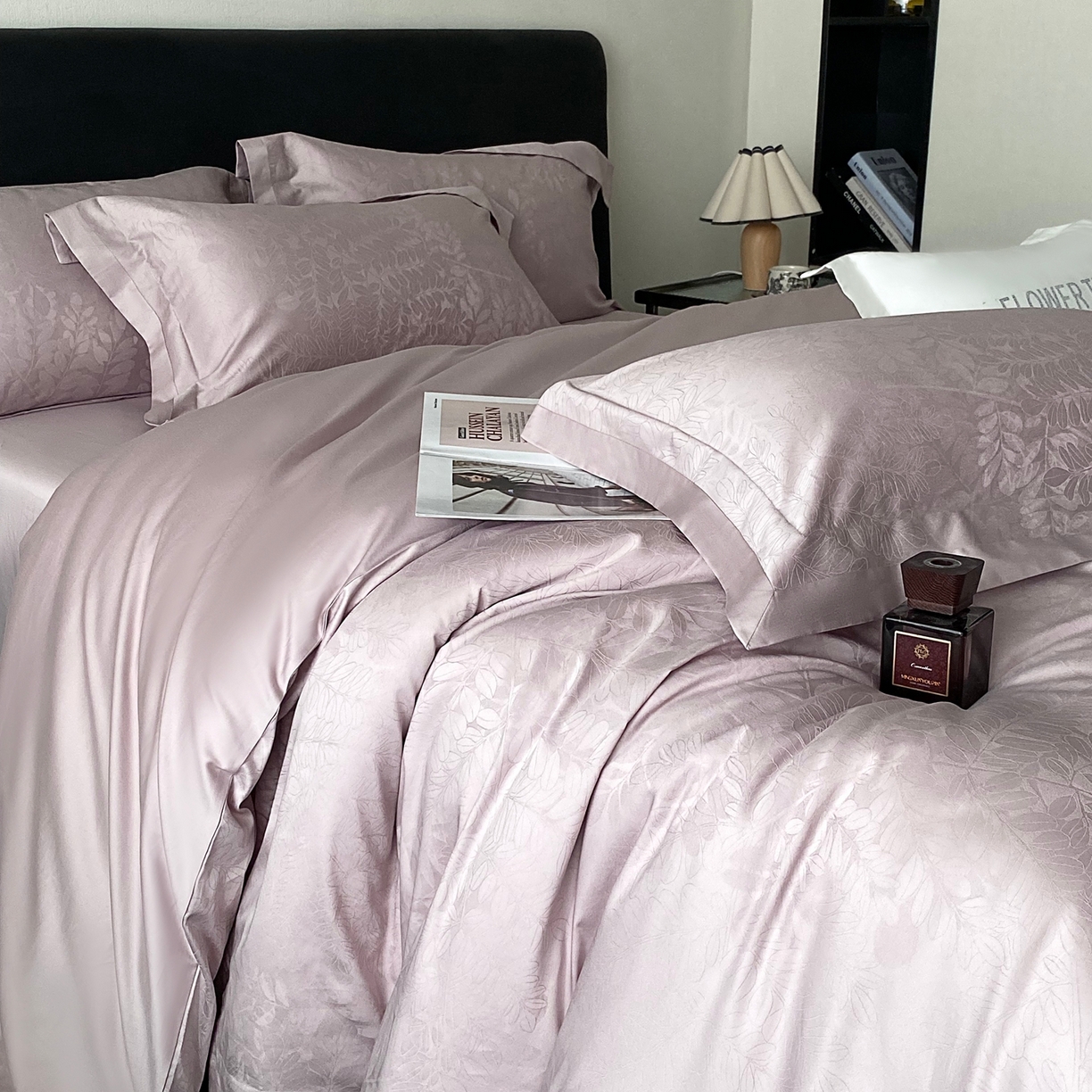 91家纺网 家纺一手货源 找家纺 （总）花时间2025秋冬新款长绒棉提花四件套-翠影