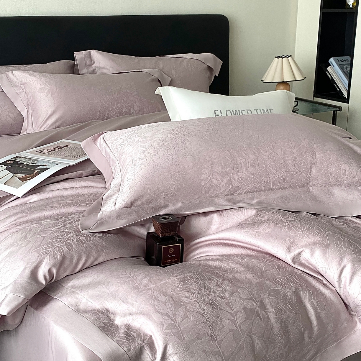 91家纺网 家纺一手货源 找家纺 （总）花时间2025秋冬新款长绒棉提花四件套-翠影