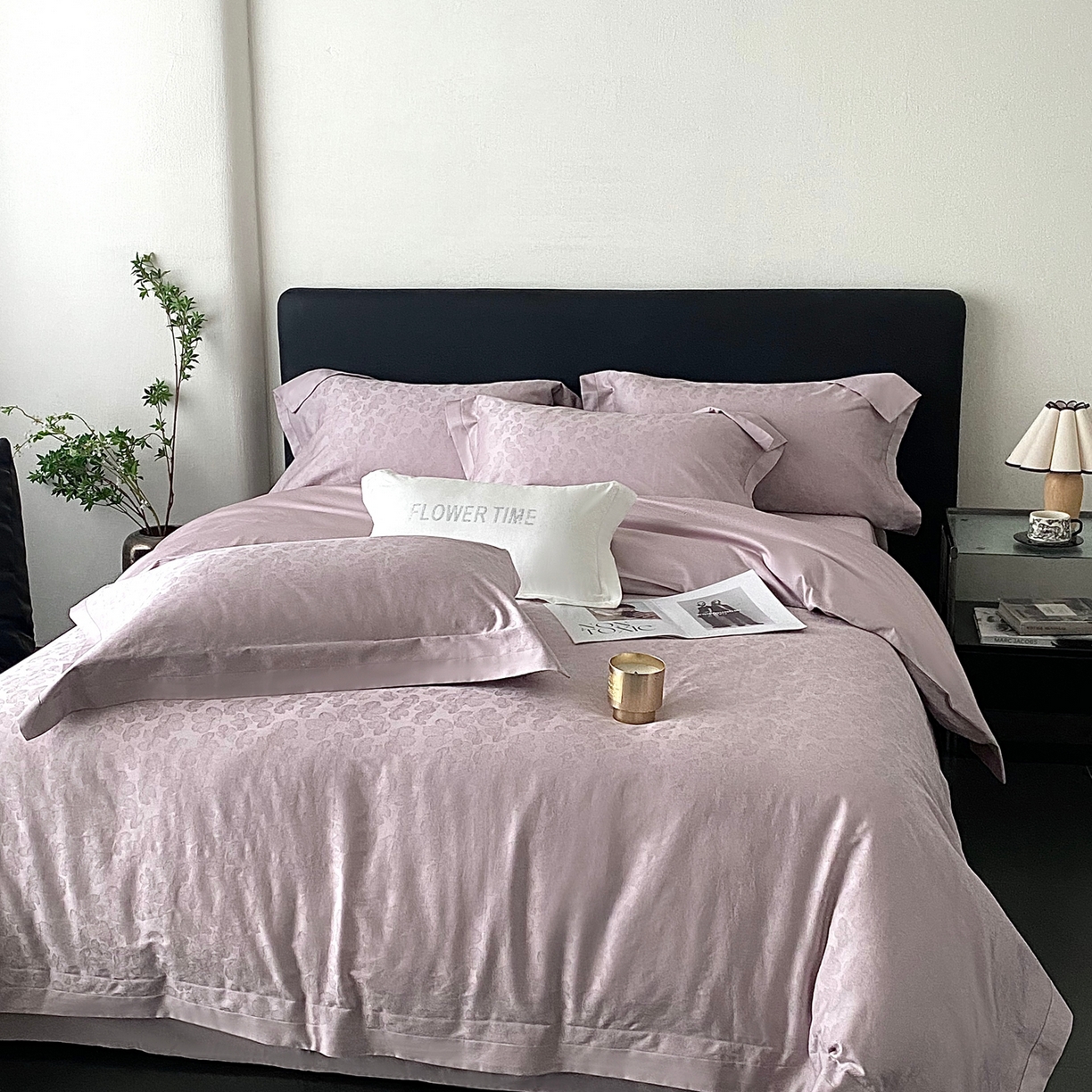 91家纺网 家纺一手货源 找家纺 花时间2025秋冬新款长绒棉提花四件套-露薇 露薇-紫