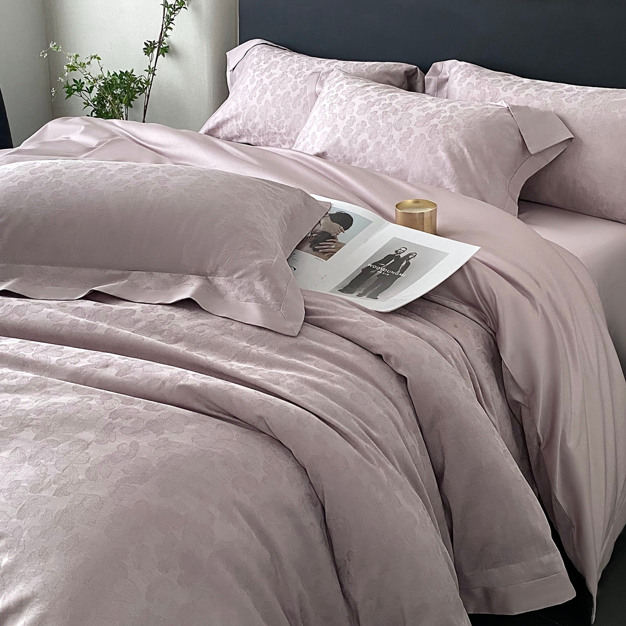 91家纺网 家纺一手货源 找家纺 花时间2025秋冬新款长绒棉提花四件套-露薇 露薇-紫