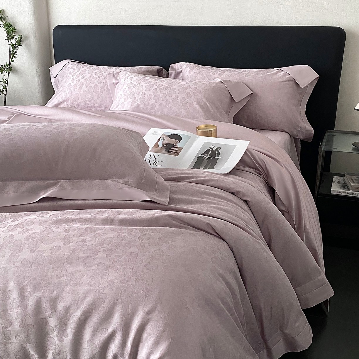 91家纺网 家纺一手货源 找家纺 花时间2025秋冬新款长绒棉提花四件套-露薇 露薇-紫