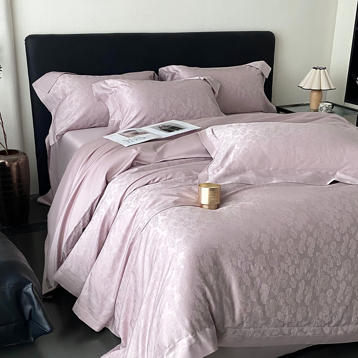 91家纺网 家纺一手货源 找家纺 花时间2025秋冬新款长绒棉提花四件套-露薇 露薇-紫