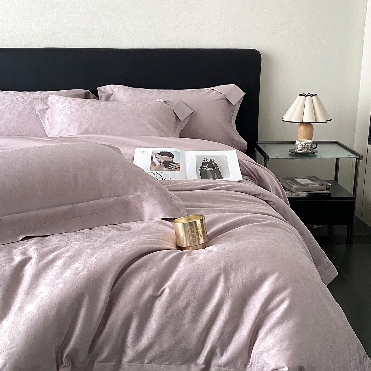 91家纺网 家纺一手货源 找家纺 花时间2025秋冬新款长绒棉提花四件套-露薇 露薇-紫