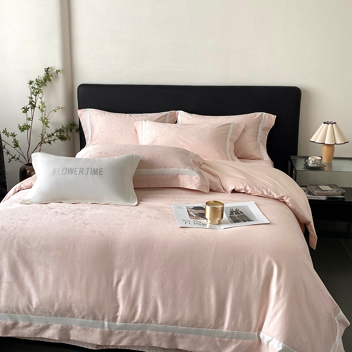 91家纺网 家纺一手货源 找家纺 2025秋冬新款长绒棉提花四件套-盛妍 盛妍-粉