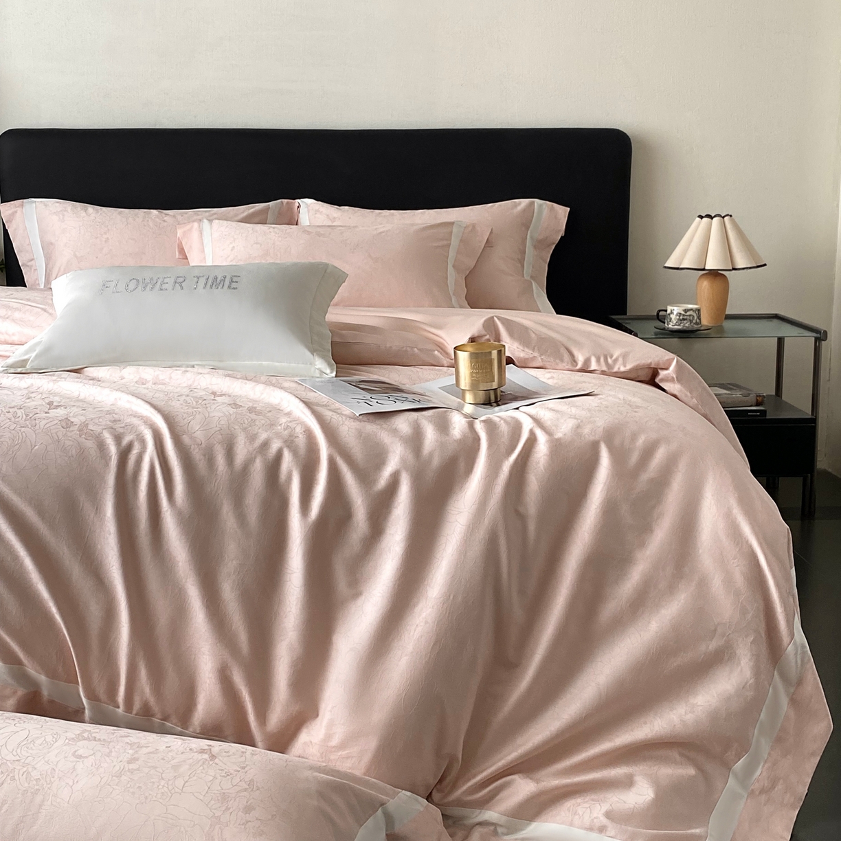 91家纺网 家纺一手货源 找家纺 2025秋冬新款长绒棉提花四件套-盛妍 盛妍-粉