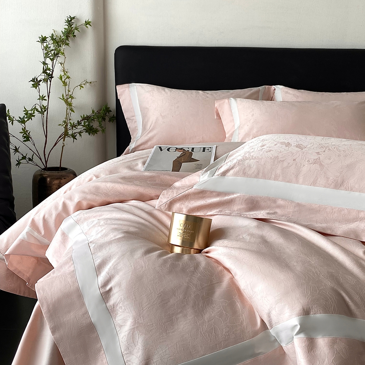 91家纺网 家纺一手货源 找家纺 2025秋冬新款长绒棉提花四件套-盛妍 盛妍-粉